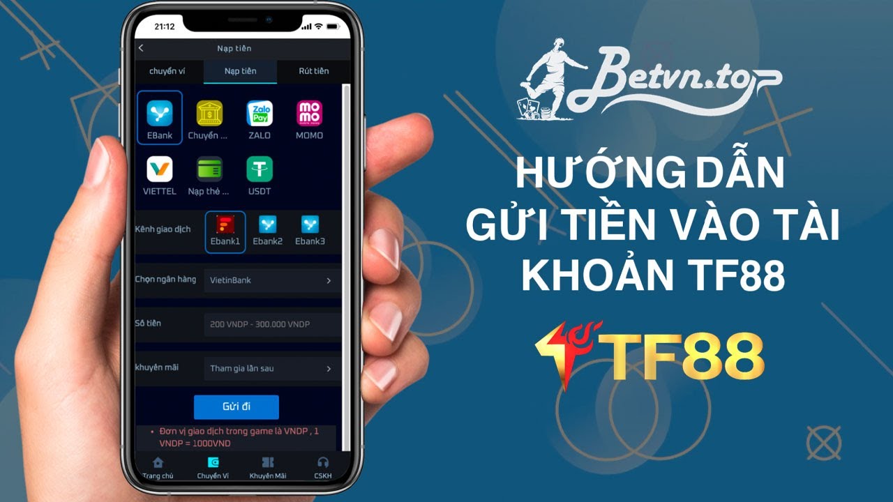 68gamebai reviews Hướng dẫn nạp tiền vào tài khoản nhà cái TF88