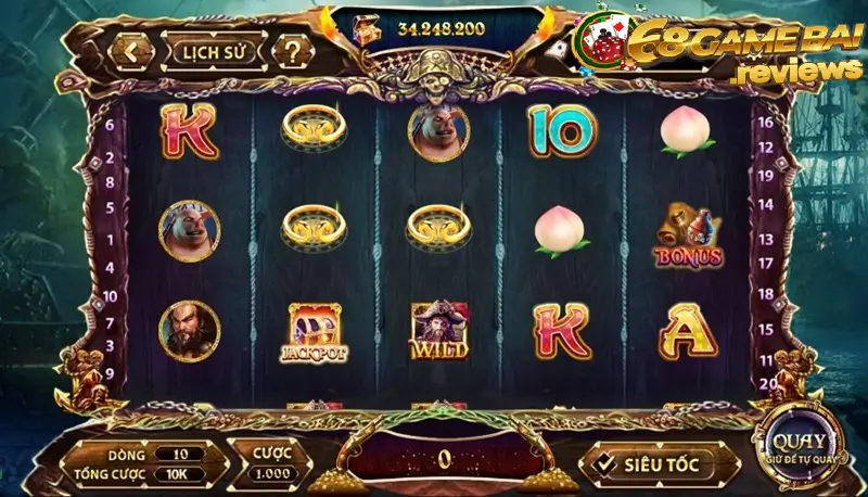 68gamebai reviews Pirate King mang đến chủ đề quay hũ mới lạ