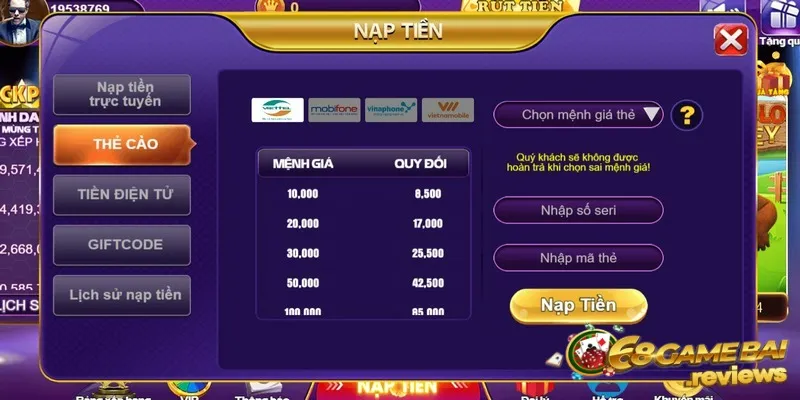 68gamebai reviews Nạp sớm nhận tiền nhanh bằng thẻ điện thoại